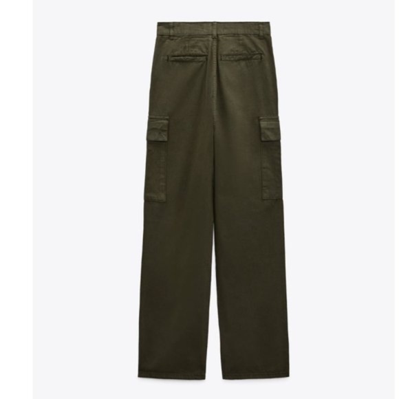 NWT ZARA THE CARGO STRAIGHT PANTS KHAKI - Picture 5 of 9